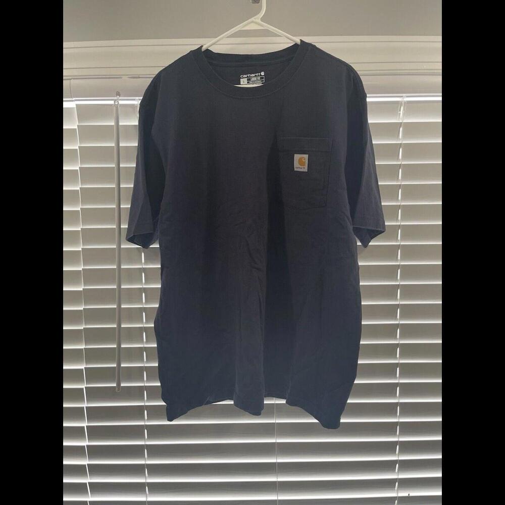 Carhartt Mens Tee T-Shirt Large Loose Fit Black Pocket Durable Short Sleeve